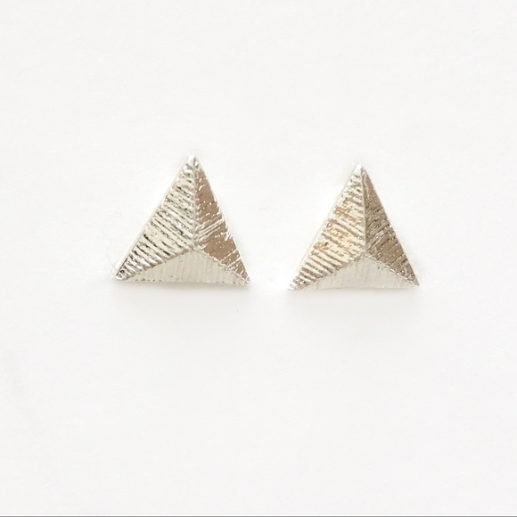 2 for $18 Silver Triangle Stud Earrings - Picture 2 of 5